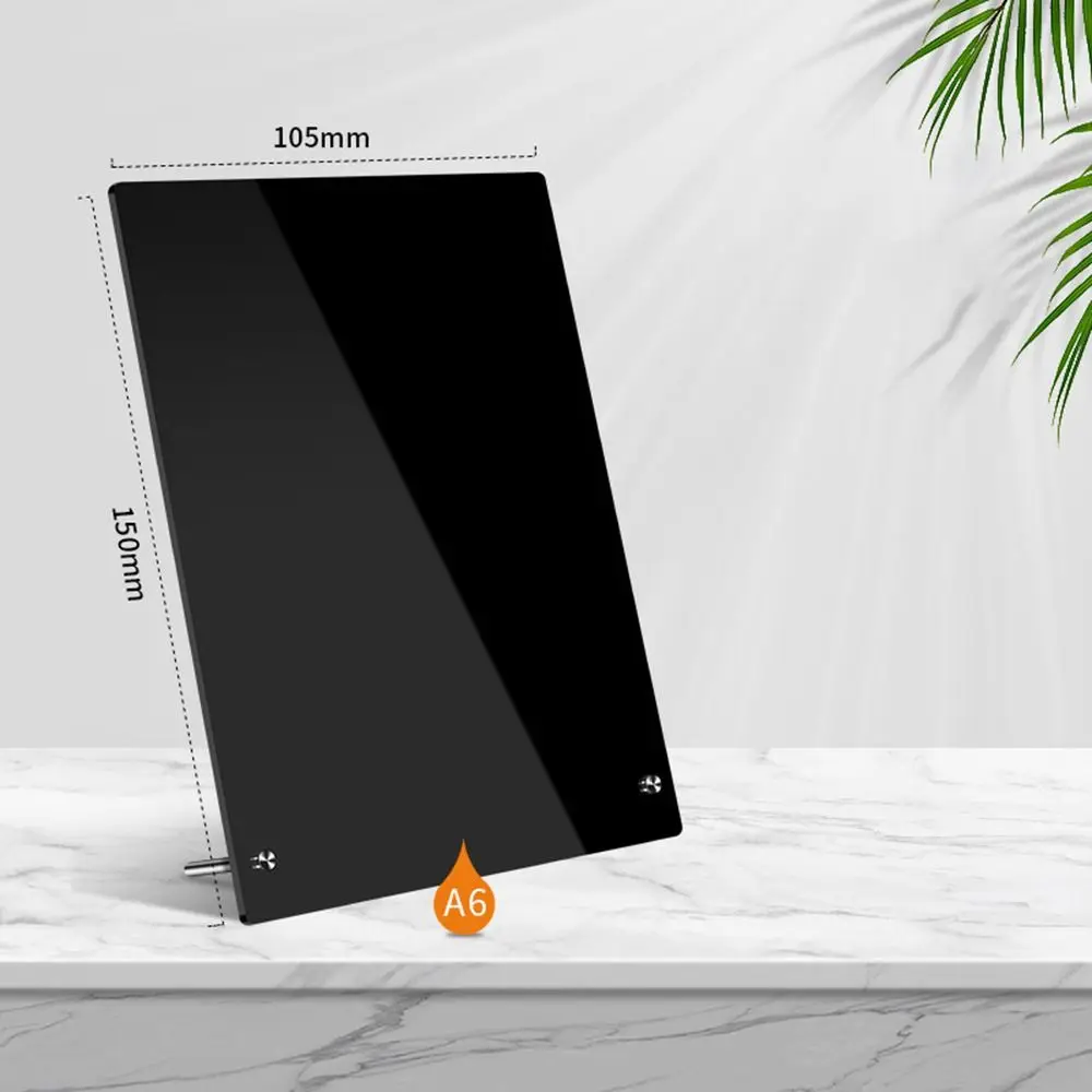 Acrylic Desktop Message Board Vertical DIY Advertising Display Board with Metal Bracket Desktop Stand