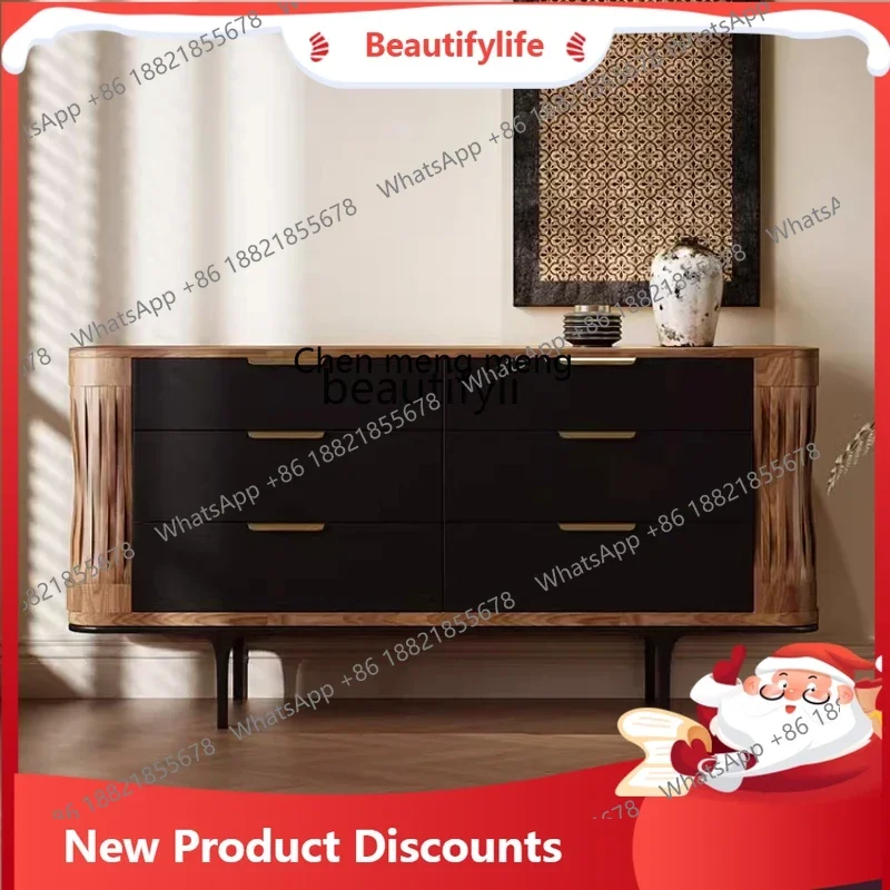 

zq1Medieval solid wood six-bucket storage cabinet, retro dining side cabinet, modern living room storage drawer cabinet