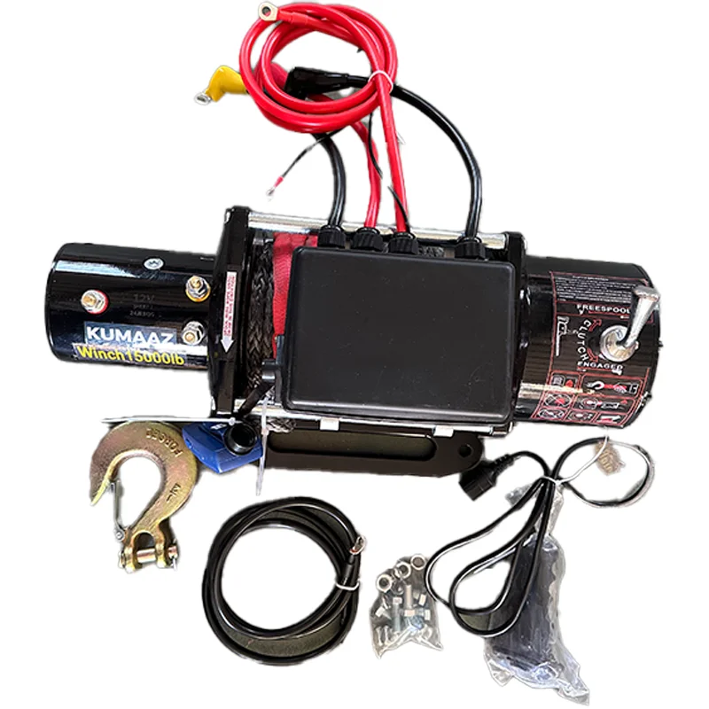 15,000-Pound Electric Winch Heavy Duty Steel Drum, 12V/24v Power Options
