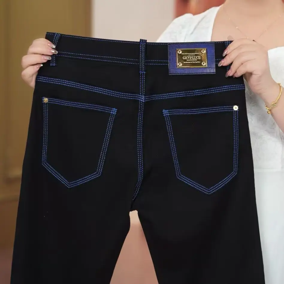 

Мужские повседневные джинсы Slim Fit, черные, базовые, универсальные, длинные брюки, модные, летние, трендовые, со средней посадкой, на молнии