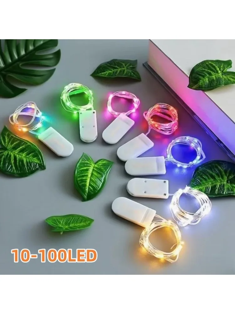 Batteriebetriebene LED-Lichterkette, 10/20/30/50/100 LEDs, Kupferdraht-Lichter für Camping, Hochzeit, Blumen, Weihnachtsdekoration
