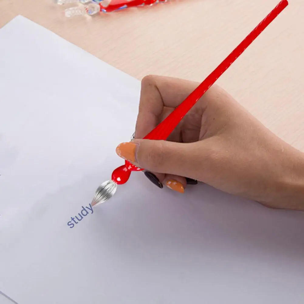 Стеклянная ручка 18,5 см, каллиграфия, комиксы, живопись, красивые цветные эффекты, ручка для погружения, гладкие линии, резьбовой дизайн, офисная ручка для погружения чернил