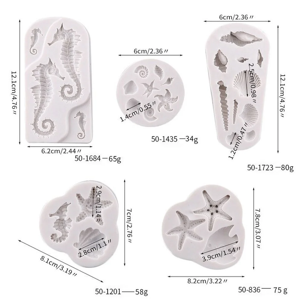 Ocean Animal Silicone Cake Mold DIY Sea Creatures Conch Starfish Shell Fondant Cake Decorating Tools DIY Chocolate Baking Mold