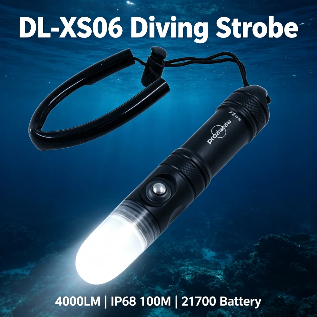 PROZHAOZHU 4000LM Magnetic Dive Strobe Beacon IP68 100M Waterproof USB-C Rechargeable Underwater Safety Scuba Signal Light