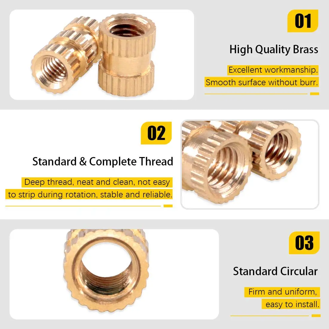 M2 M2.5 M3 M4 M5 M6 Brass Heat Insert Nut Hot Melt Nutinsert Thread Knurled Double Twill Embedment Nuts 3D Printer Accessories