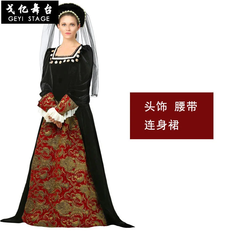 Halloween COS British Queen Stage Performance Costume Movie Character European Lady Adult Luxury British Queen Costume