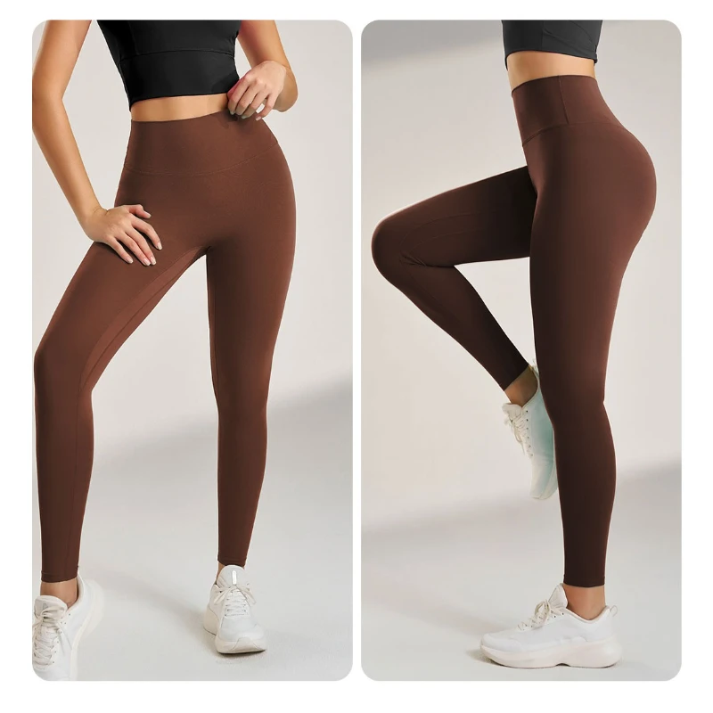 Solid Color High Waist Yoga Legging Soft Women Sport Pant Tight Gym Comprehensive Training Cropped Pants