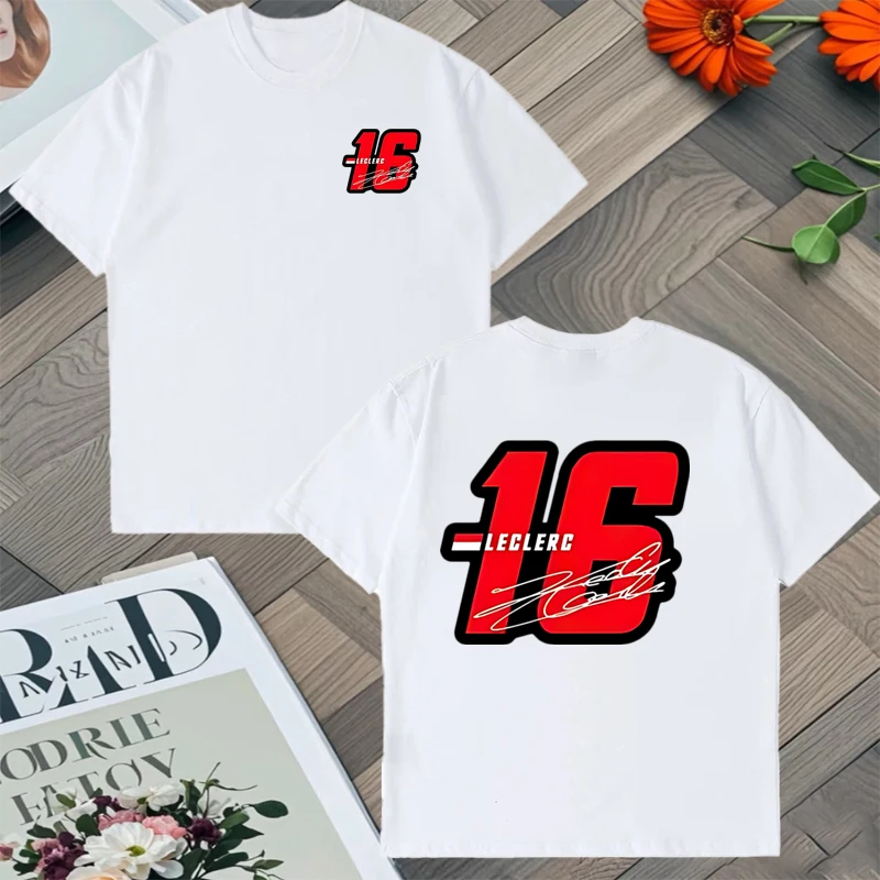 2025 Trend Number 16 Charles Leclerc Racer Graphic Loose Tee shirt Men Women Cotton Summer Hip Hop short sleeve Unisex T shirts - view 2