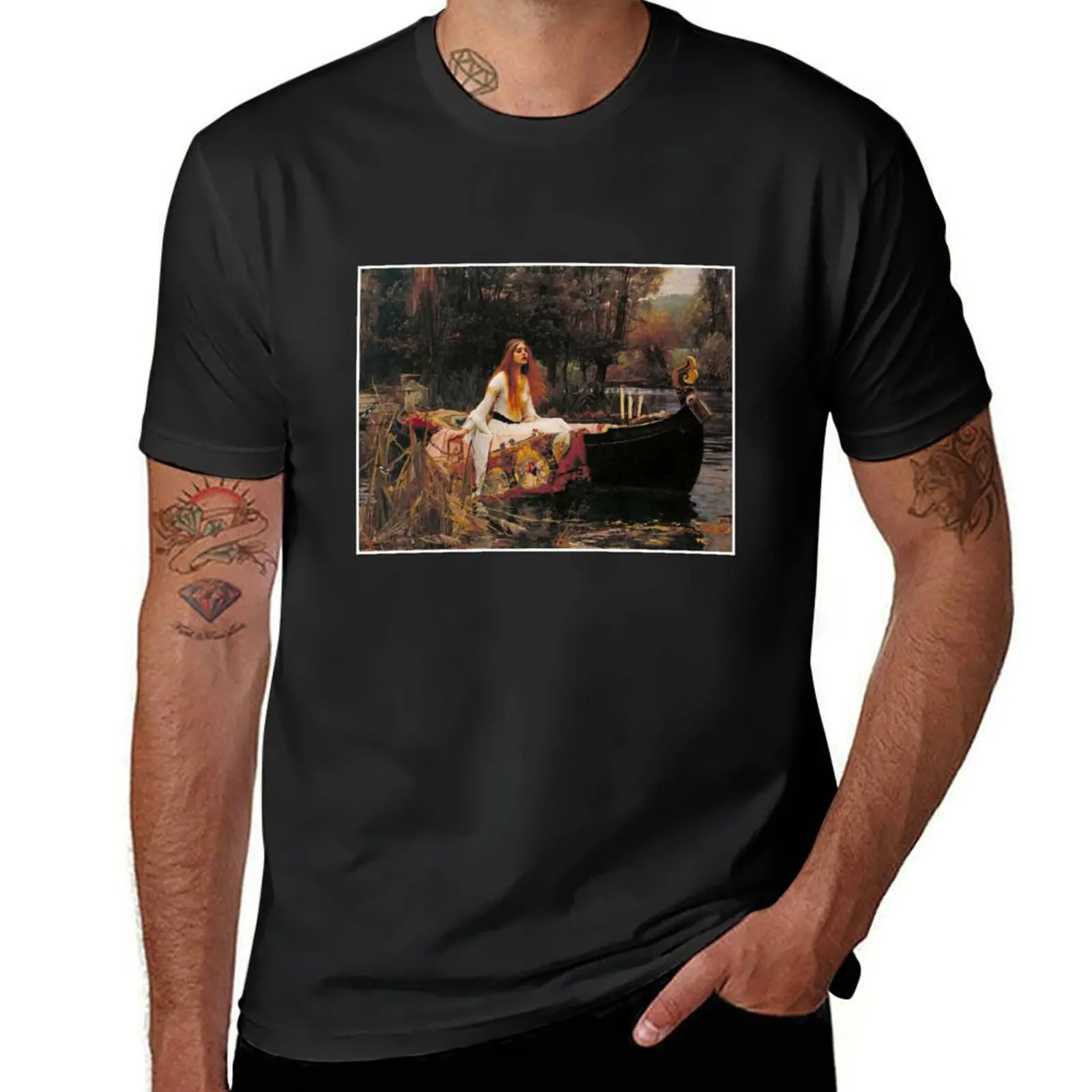 The Lady of Shalott (1888) By J W Waterhouse T-Shirt plus sizes heavyweights summer clothes T-shirt men