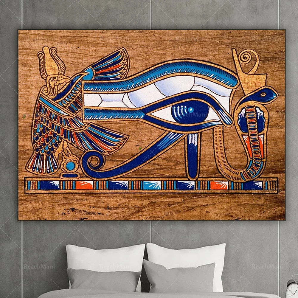 Egyptian murals, Queen Nefertari Horus and Ra canvas prints, Egyptian ethnicity, ancient Egyptian pharaohs, contemporary modern