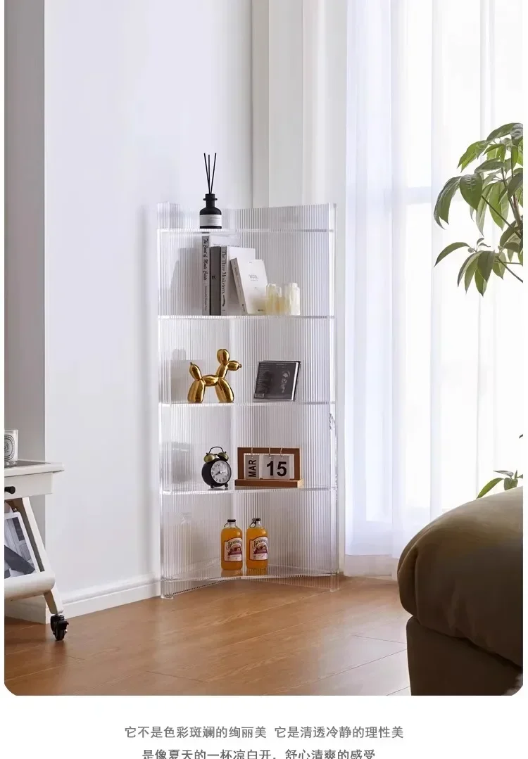 A  Light luxury acrylic storage transparent bookshelf edge several bedrooms floor display storage rack