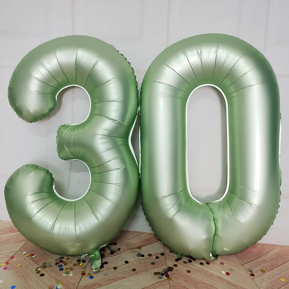 40inch Big Foil Birthday Balloons Olive Green Number Balloon 0-9 Birthday Wedding Wild One Party Decorations Shower Large Figure