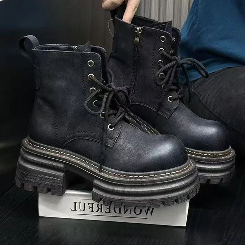 

2026 New Platform Women's Ankle Boots Fashion Designer Sport Shoes Casual Walking Winter Chelsea Boots Mujer Motorcycle Botas