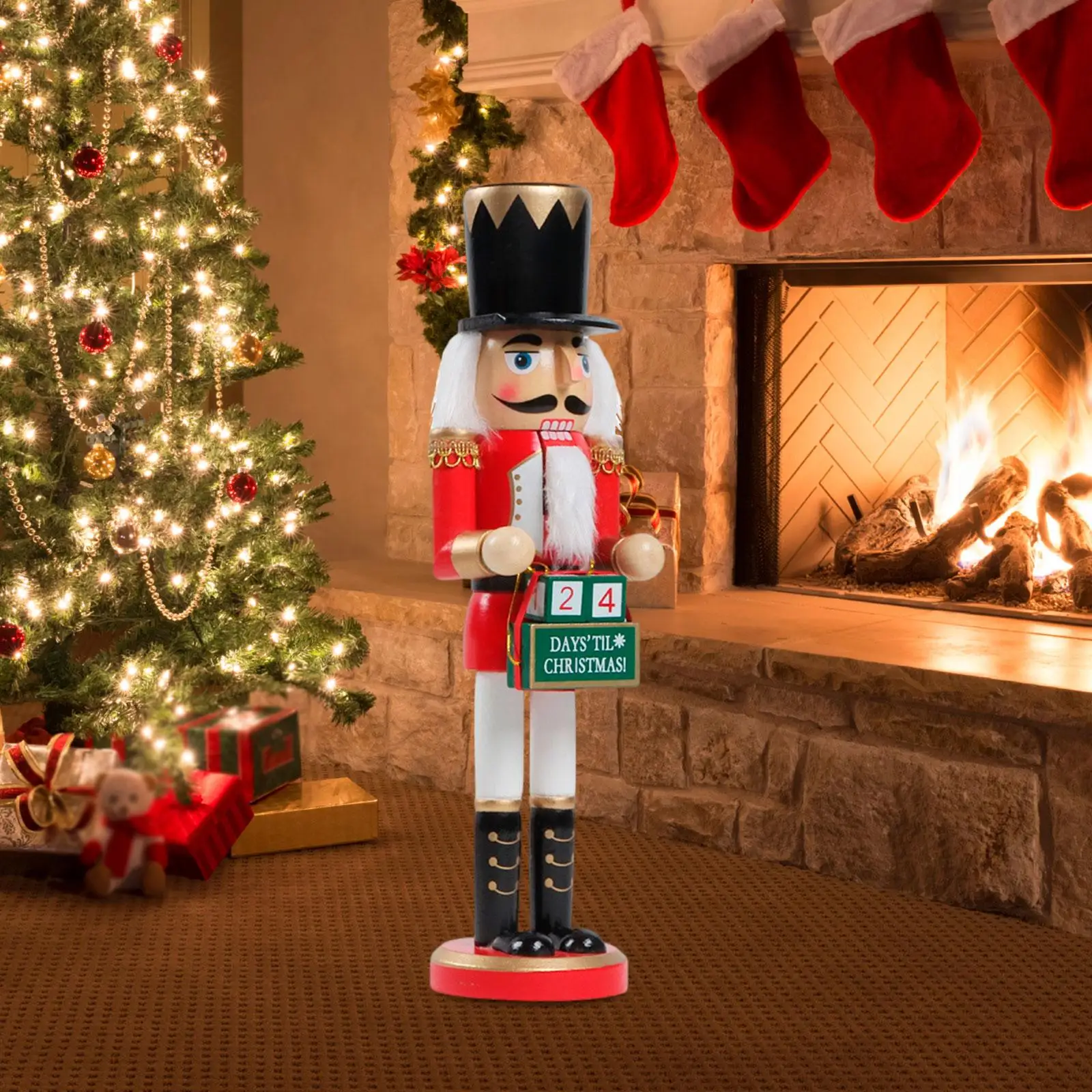 Wooden Nutcracker Soldier Christmas Decoration Classic Traditional Nut Cracker Collectible Ornament for Home Shelf Decor
