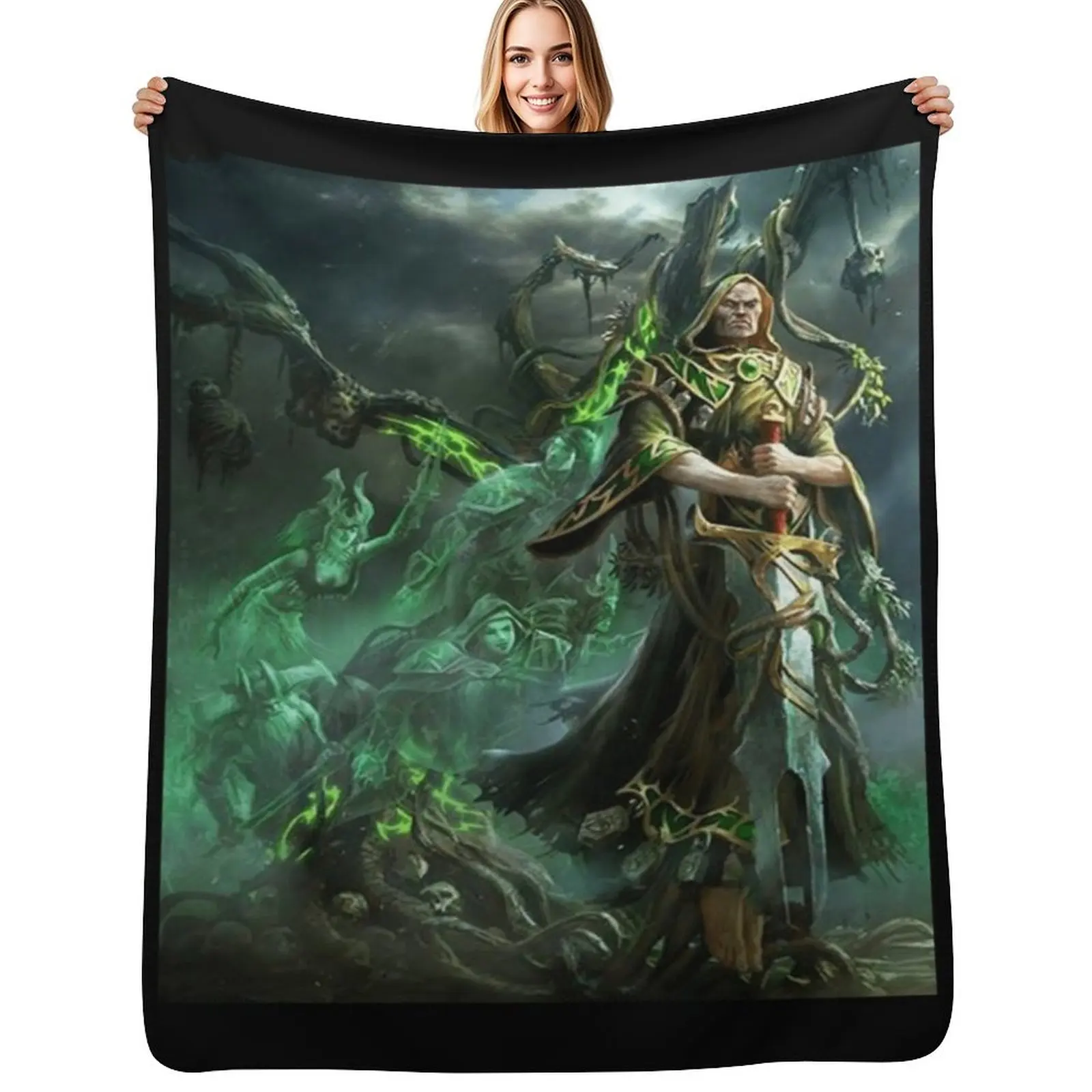 

Warmachine - Cassius the Oathkeeper and Wurmwood Tree of Fate Throw Blanket anime Blankets For Baby Quilt Moving Blankets