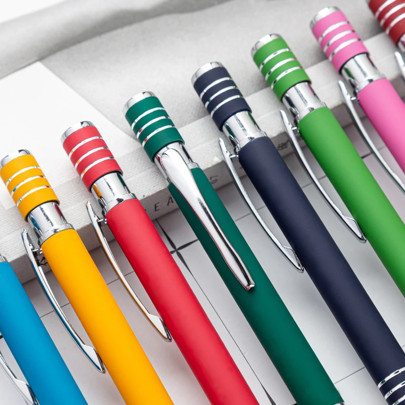36PCS Factory wholesale office stationery spray glue button ballpoint pen multicolor metal touch screen