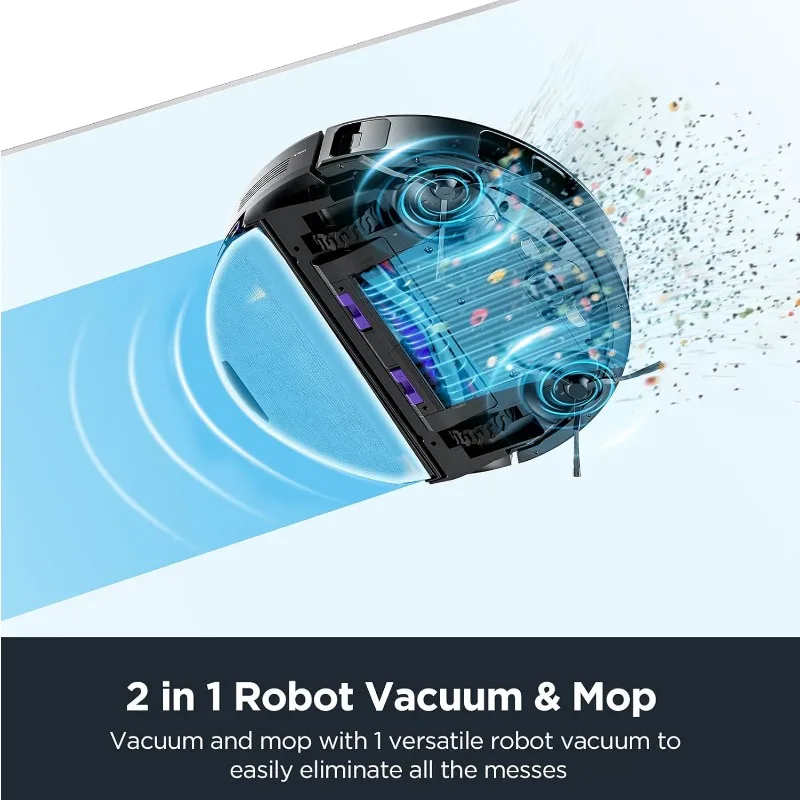 Robô aspirador Eureka E10s com estação de esvaziamento sem saco, aspirador robótico e esfregão combinado, capacidade de 45 dias, sucção de 4000 Pa