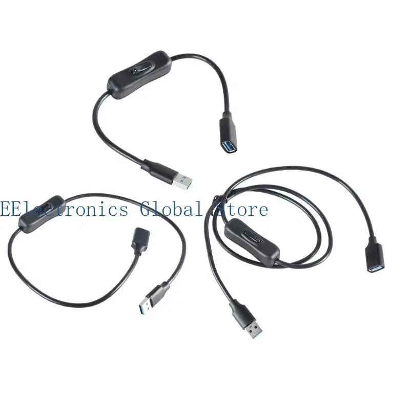 462B USB Extender Wire Line with Power Switching Control Button Support 5Gbps Data Sync and Quick Charging Cable Cord
