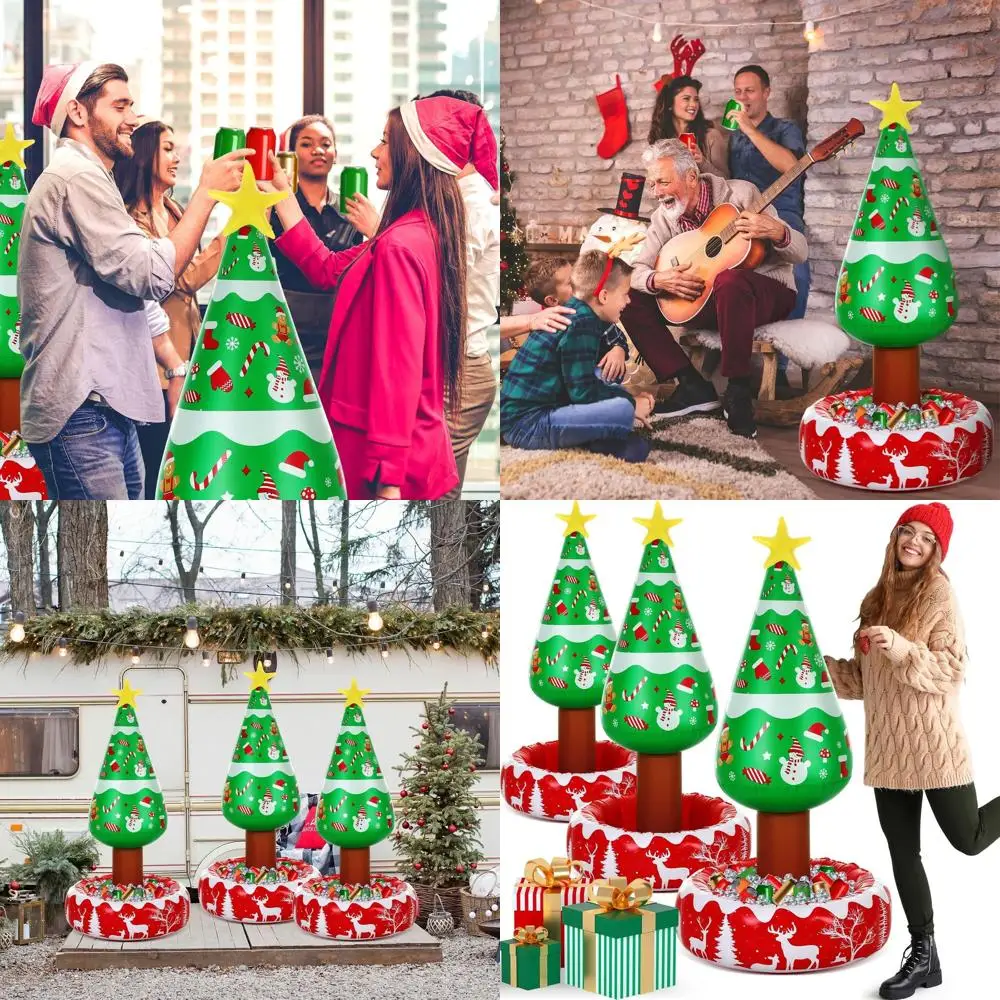 

Bulk 3 Pack Large Inflatable Christmas Tree Coolers, 50x25 Inch Beverage Coolers, Perfect for Indoor Holiday Decorations and Gif