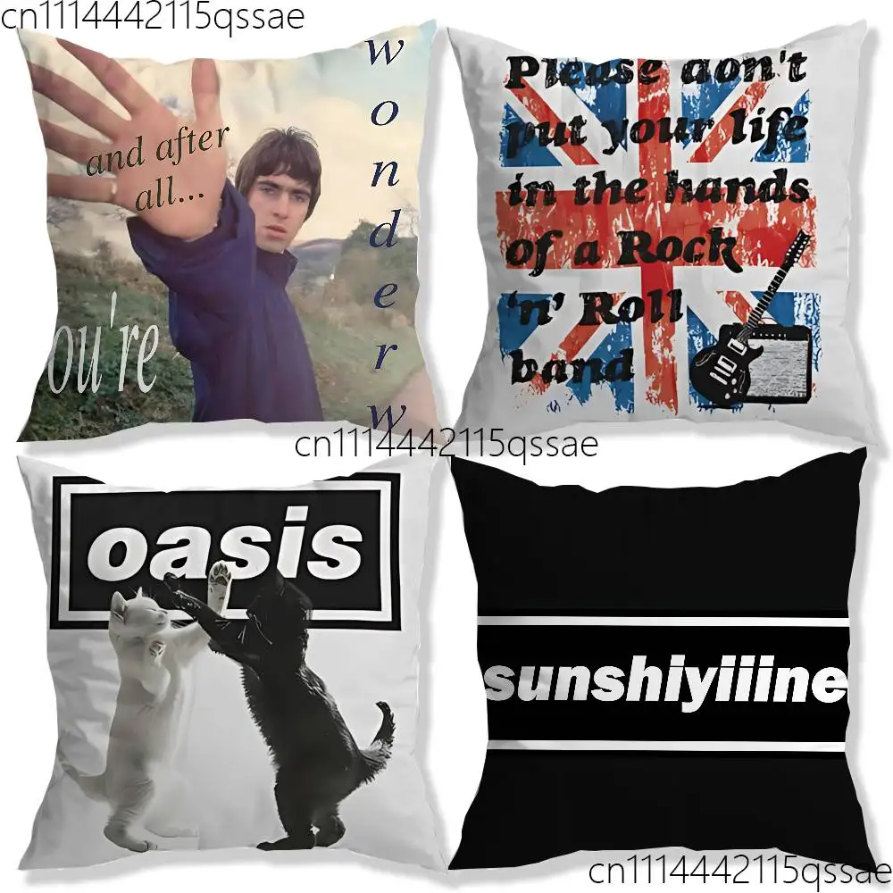 O-Oasis Band Pillow Case Square Bedroom Sofa Leisure Comfort Cushion Car Home Decoration