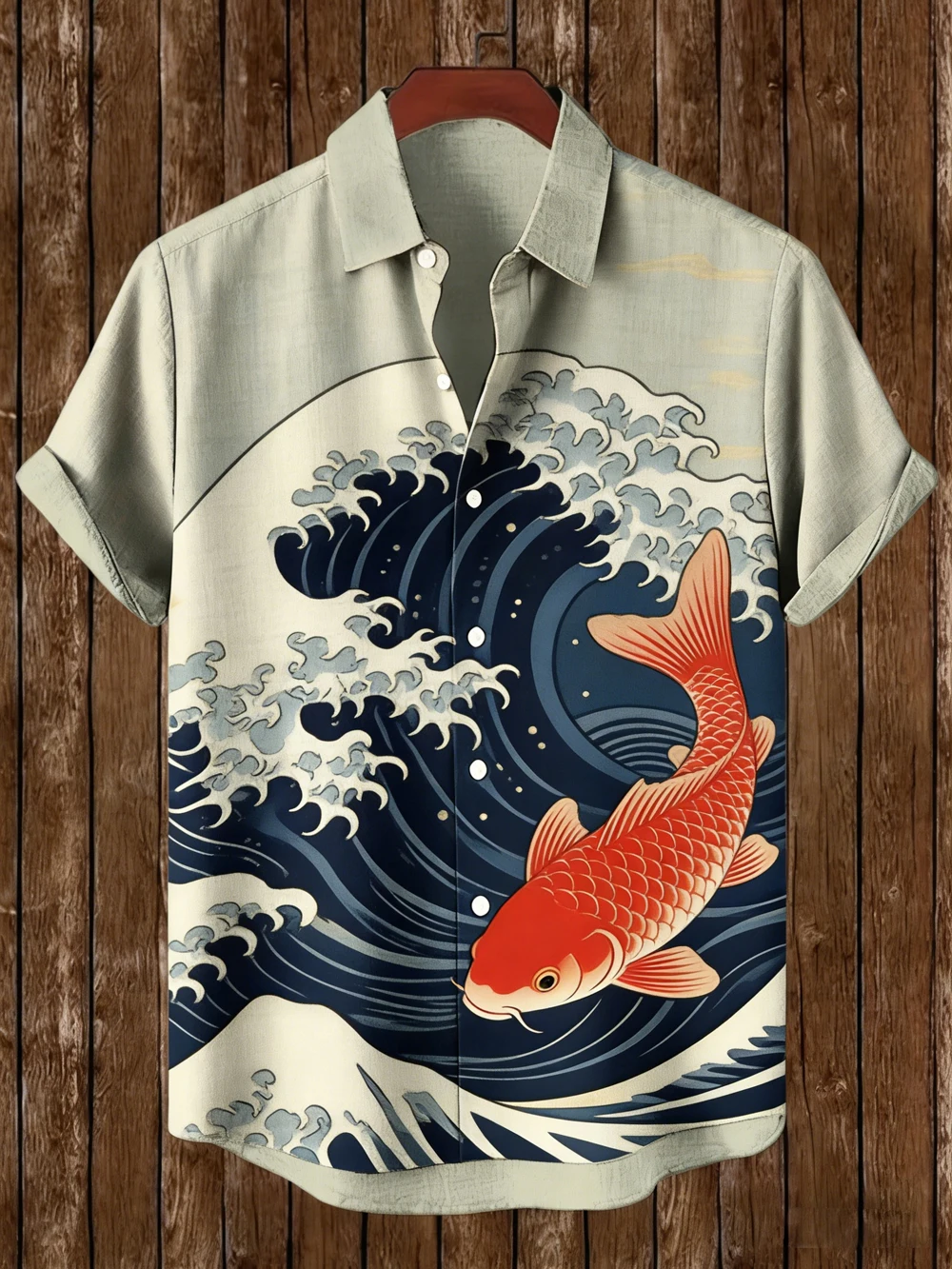 

Summer men's short-sleeved linen shirt natural animal ocean printed shirt men outdoor beach casual social clothes fast delivery