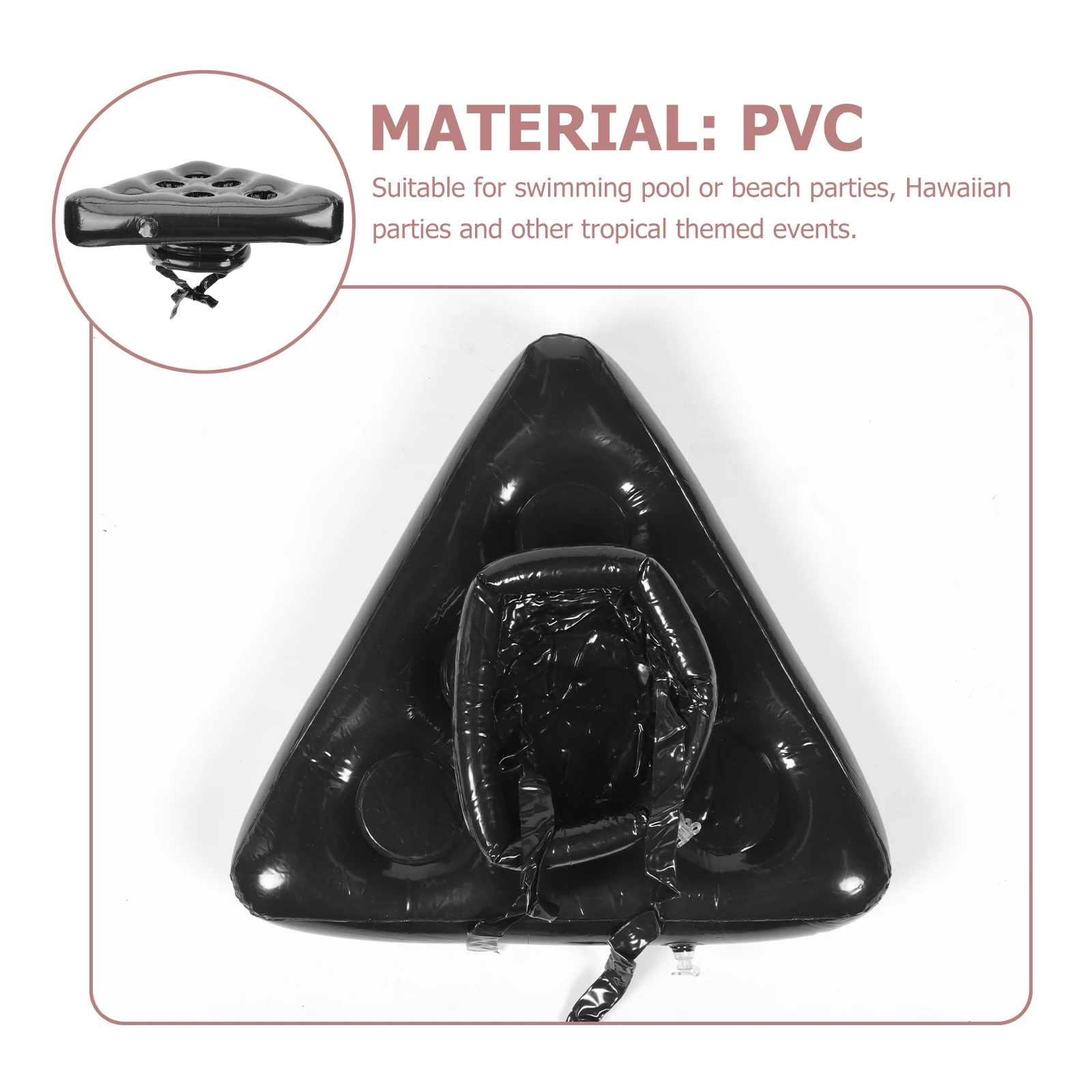 Inflatable Triangular Cup Holder 6-Hole Drink Storage For Pool Beach Party Black Pvc Beer Tray Floating Beverage Organizer