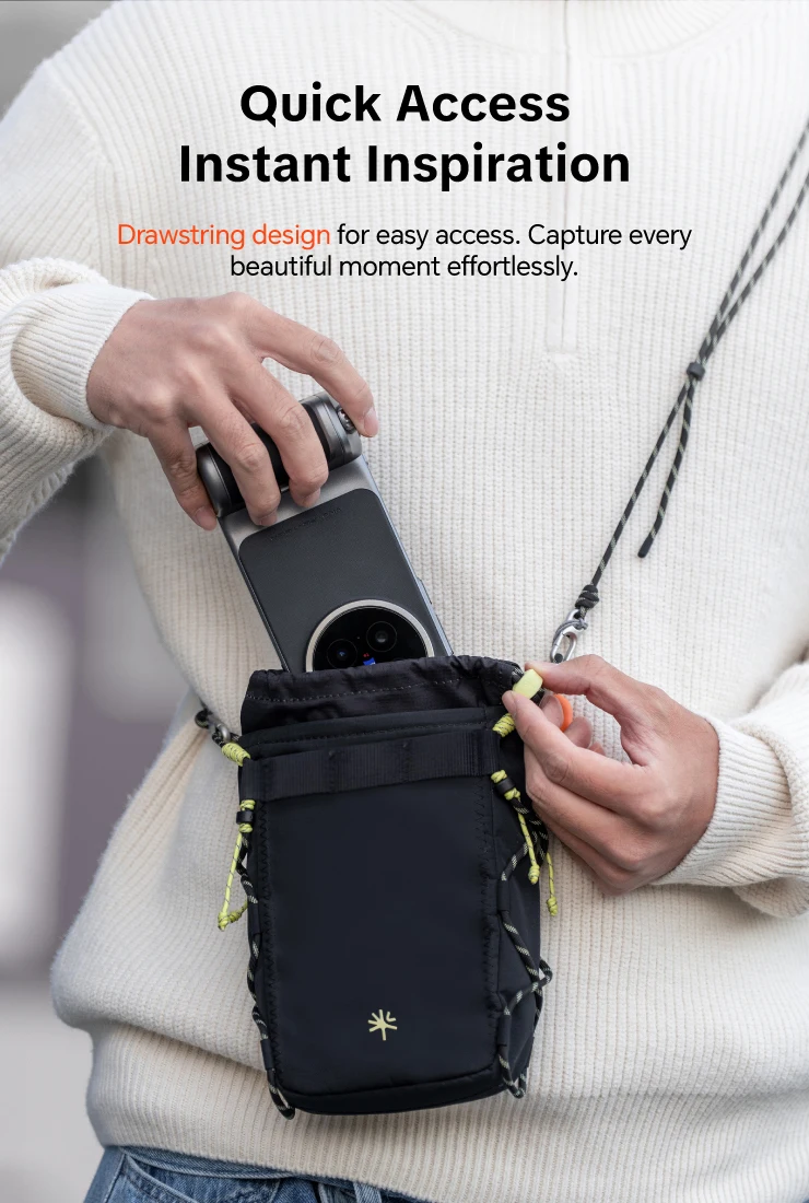 PGYTECH OneGo Casual Umhängetasche Leichte Kameratasche mit Kordelzug Handtasche für iPhone 12-17 – Detail 5