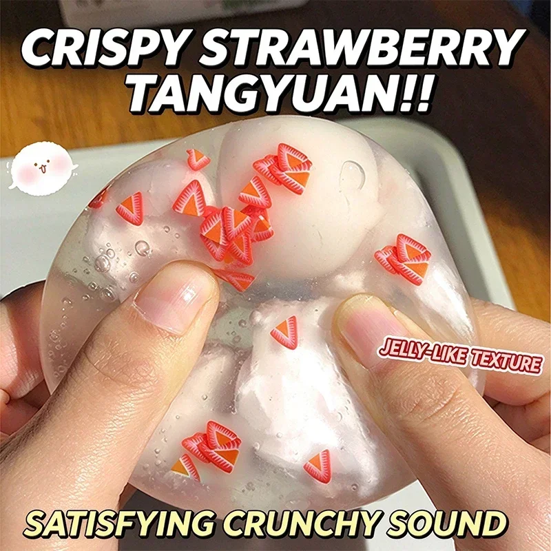 Crunchy Tangyuan Squishy Ball Moldable Stress Relief Toy Crispy Skin Squeeze Ball Anxiety Relief Sensory Fidget Toy for Adults