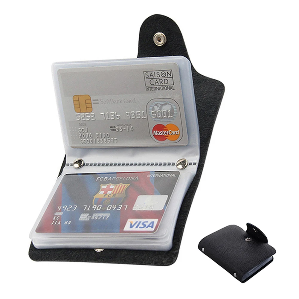 Business Card Holder Anti-theft ID Credit Card Holder Fashion 24Cards Slots Leather Pocket Case Coin Purse Wallet Card Organizer view 6