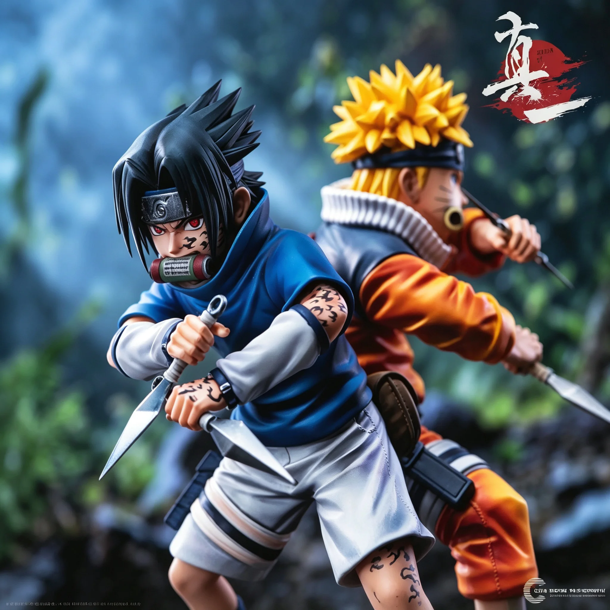 Figura GK de Naruto Shippuden: Batalla de Naruto contra Sasuke en la infancia, Estatua Coleccionable de Anime con Base Diorama, Figura de Acción de Manga
