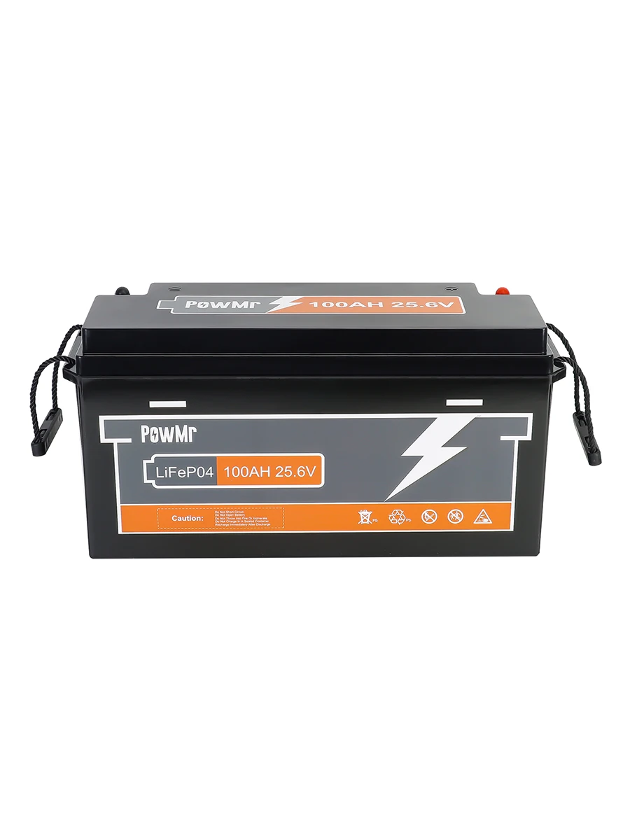 PowMr LiFePO4 Batterie 12V 24V 100Ah 200Ah 2560Wh Tiefzyklus Lithium-Eisenphosphat Integriertes BMS 6000 Zyklen Max 100A Laden/Entladen Solarstromspeicher Wohnmobil Boot Inselanlage Ersatz für