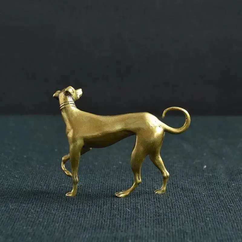 1Pcs Vintage Copper Animal Miniatures Figurines Decorations Gifts Solid Brass Loyal Dog Desk Ornaments Home Decor Crafts