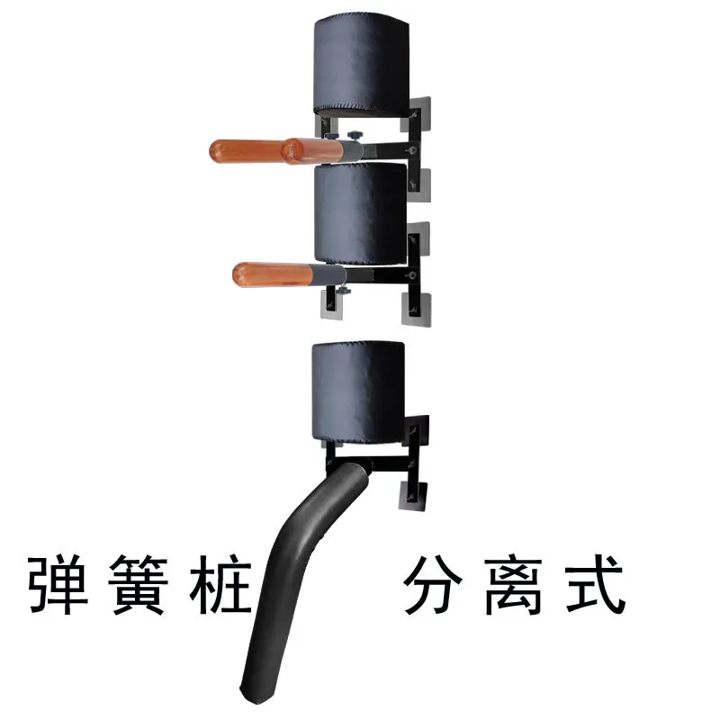 Wall‑Mount Spring Dummy with Sweep Leg Function, Simple Wing Chun Jeet Kune Do Bamboo Training
