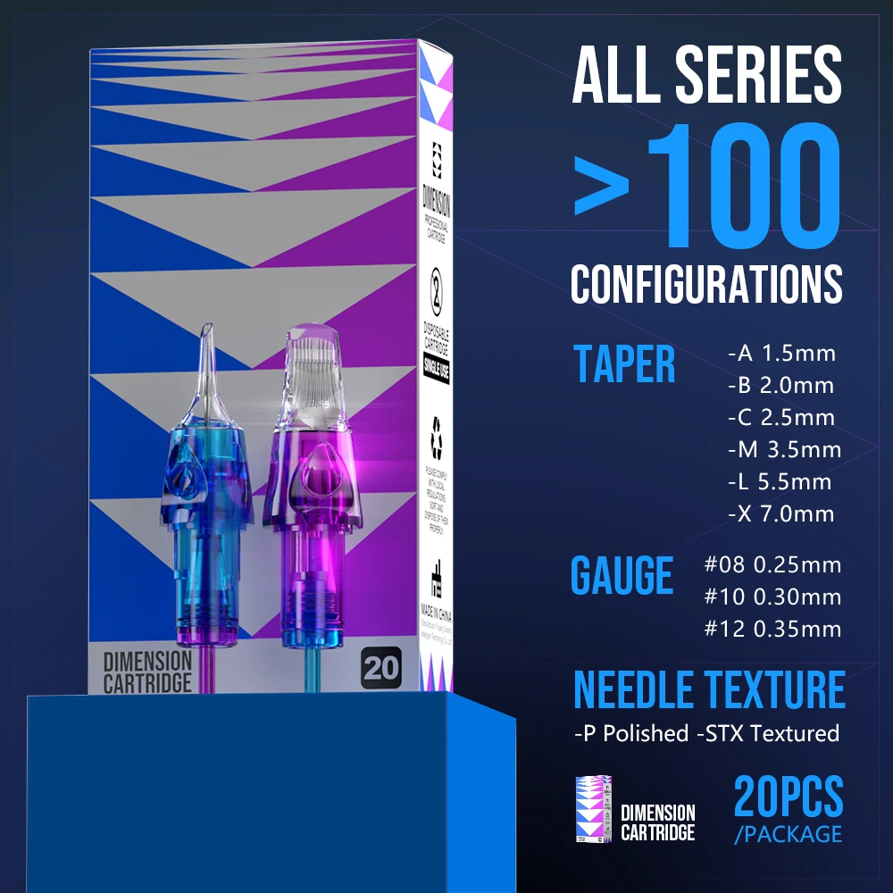 CNC 20PCS Tattoo Cartridge Needle Disposable Sterilized Semi Permanent Makeup Tattoo Cartridge RL/RM/RS/M1 For Liner