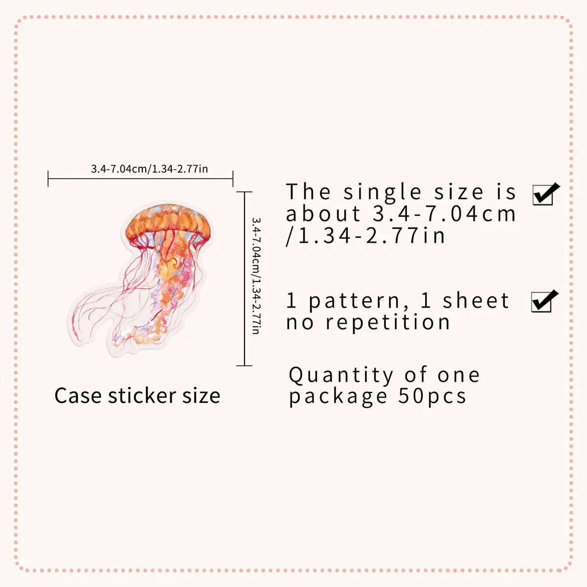 50 Pieces of Dreamy Watercolor Jellyfish Stickers, Colorful Marine Life Stickers, Decorative Stickers for Journals and Luggage