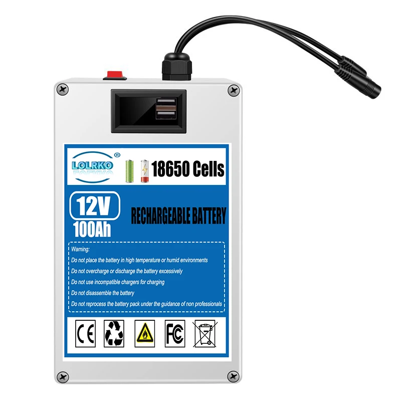 DC 12V 100Ah Lithium-ion Rechargeable Battery Is A Large Capacity and Multi-purpose Rechargeable Battery Power Bank