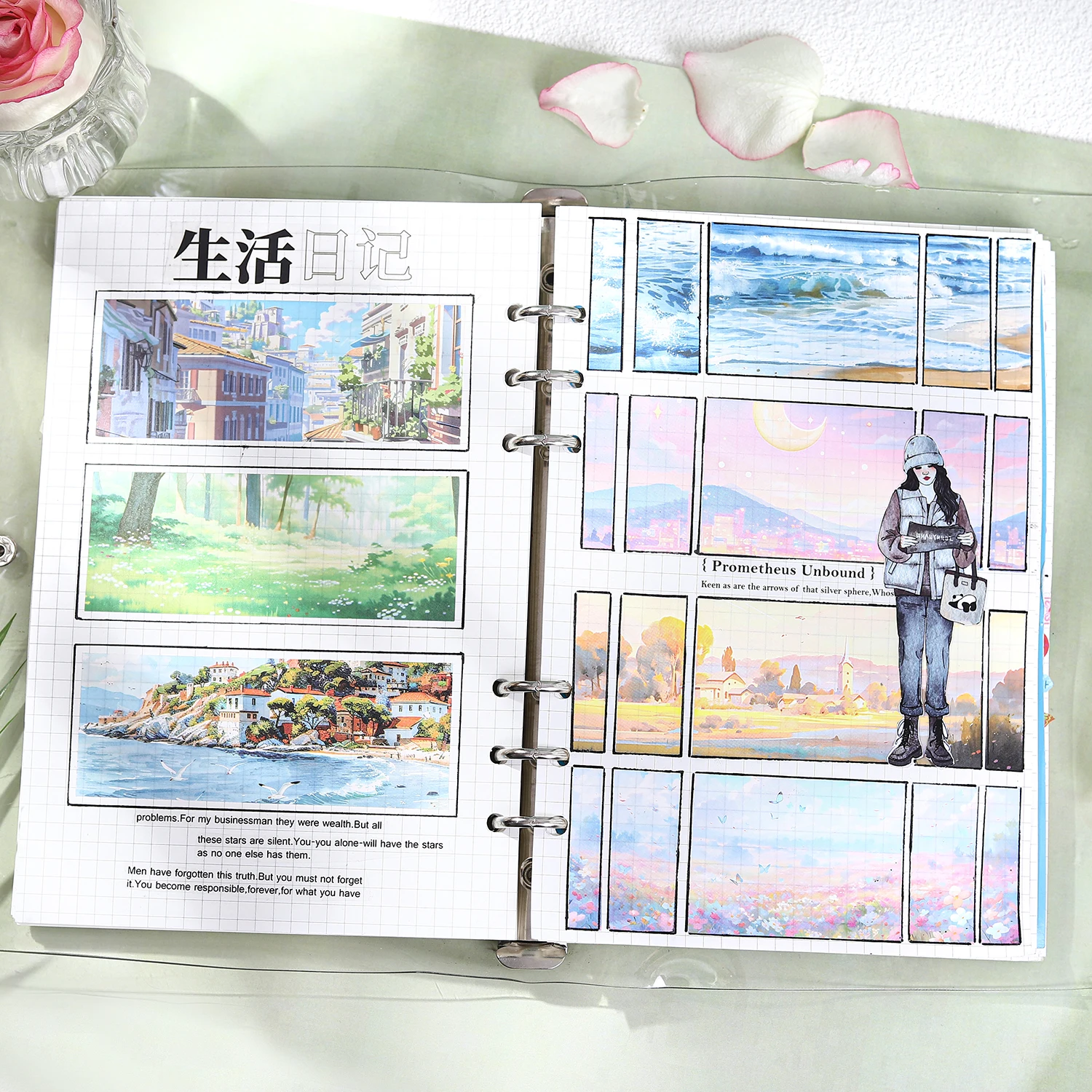 Beautiful Scenery in Memory Series Dreamy Flower Landscape Sticker Book Creative DIY Journal Material Collage Stationery