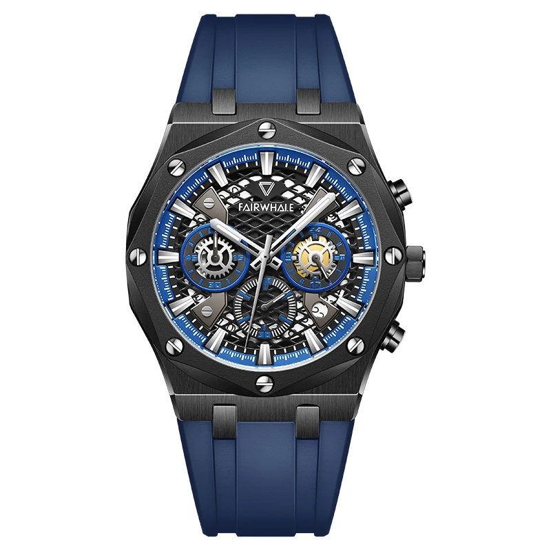 

Skeleton Quartz Sport Men's Watches Waterproof Luxury Wristwatches Silicone Strap reloj