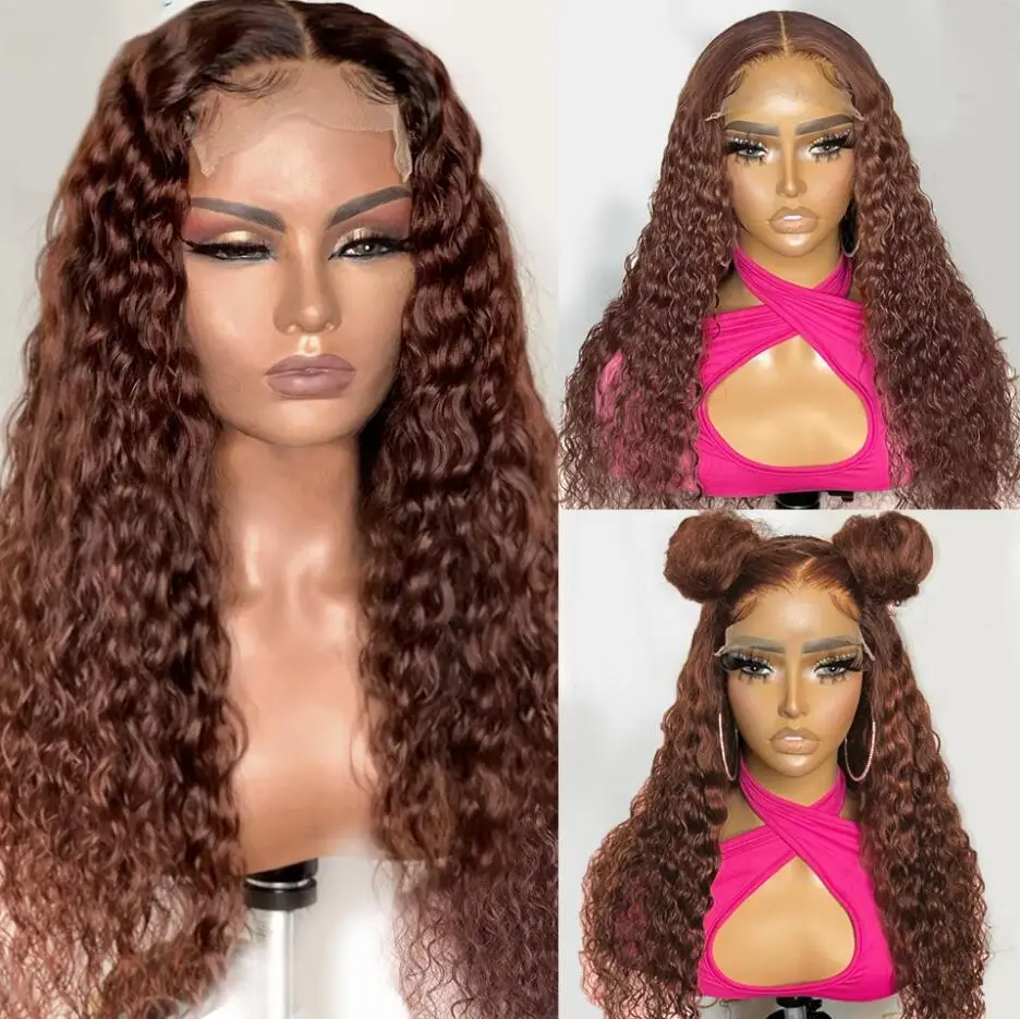 

Soft Brown Kinky Curly Long 180Density 26Inch Lace Front Wig For Black Women Babyhair Heat Resistant Preplucked Glueless Daily