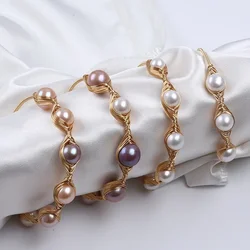 Fashion real freshwater pearl bracelet for women natural pearls open mouth bracelet bangle jewelry