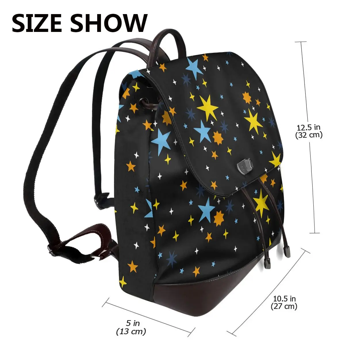 Subtle Aroace Pride Stars (orange And Blue Flag) Bookbag School Student Bags Hiking Travel Daypack for Women Derma Backpack