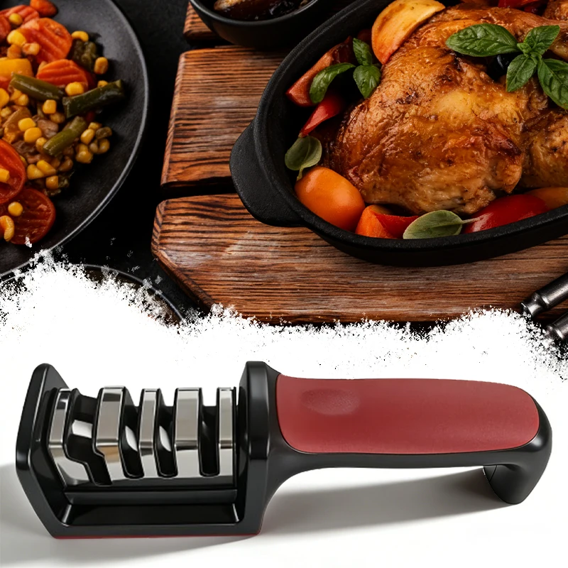 

4-Stage Professional Knife Sharpener, Tungsten Diamond Ceramic Sharpening Stones, Heavy-Duty Non-Slip Grip Kitchen Tool