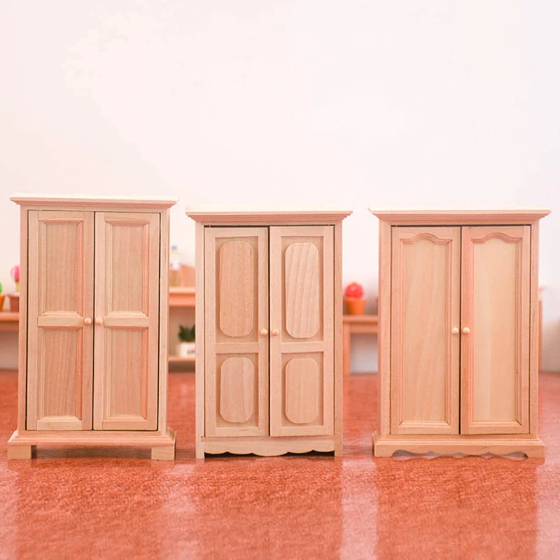 1:12 Dollhouse Miniature Wardrobe Locker Storage Vertical Cabinet Model Furniture Accessories For Doll House Bedroom Decor Toys