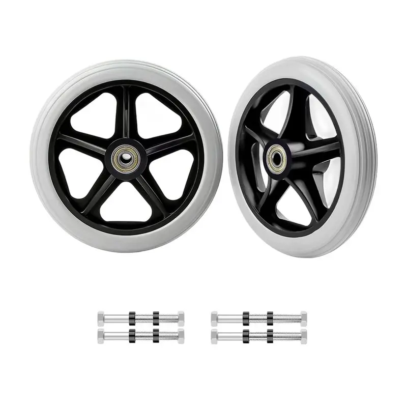 

ABKY-Solid Rubber 6 Inch Replacement Wheels For Walkers, Rollators, Wheelchairs- 2 Pack Wheelchair Accessories Material
