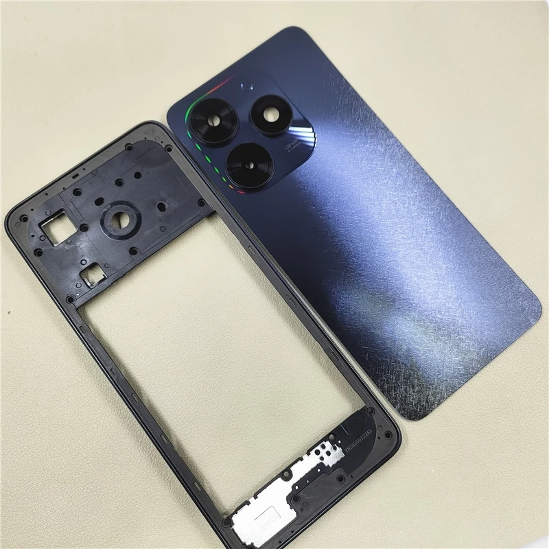 A+++ Full Housing Case For Tecno Spark Go 2024 BG6 Middle Frame + Battery Back Cover Rear Door With Camera Lens Repair Parts