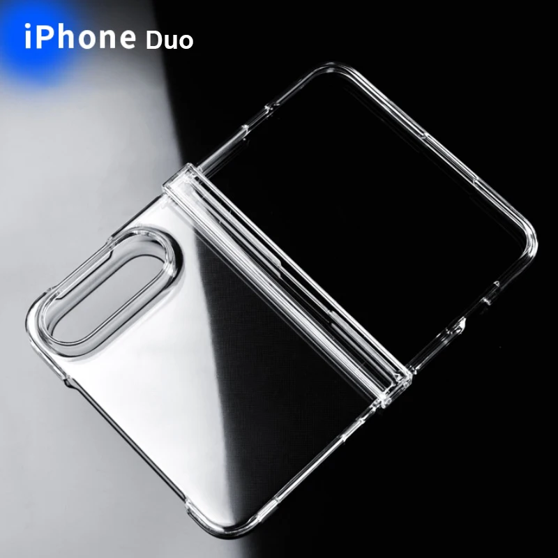 Original Transparente Scharnierschutz-Handyhülle für iPhone Duo, Kristallklare Hartschale aus PC-Acryl, Stoßfeste Schutzhülle