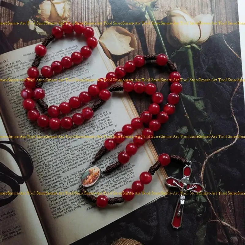 E1PB 10MM Acrylic Bead Bead Necklace Necklace Vintage Coase Catholic Catholic لـ JES
