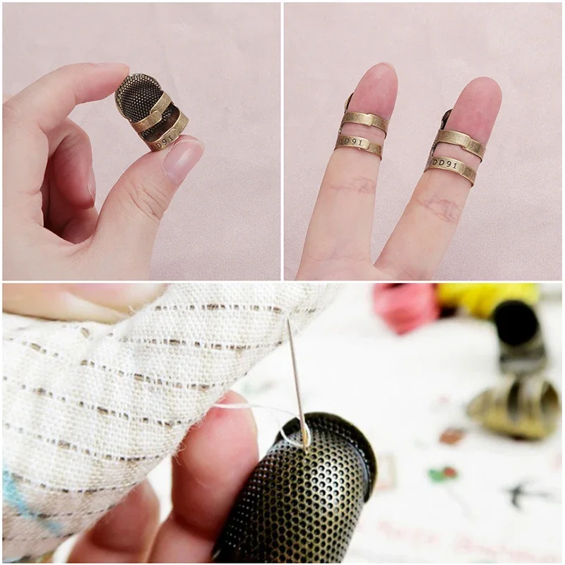 2 Sizes Sewing Thimble Finger Protector Retro Thimble Dedal Costura Knitting Machine Home DIY Thimble Tools Sewing Accessories