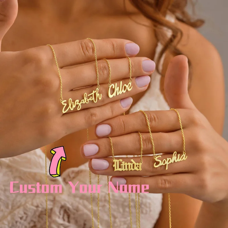 

Роскошное персонализированное ожерелье с именем и подвесками, ювелирные изделия для женщин, подарок для мамы, ожерелье-чокер с инициалами, из нержавеющей стали