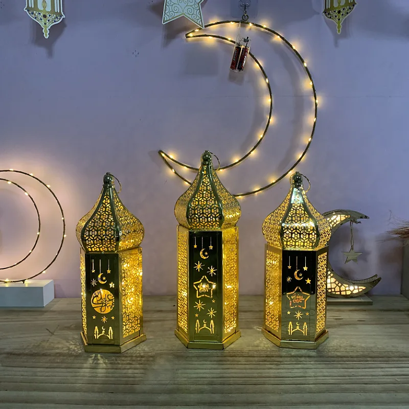 Eid Mubarak Wind Lamp Lantern Home Table Decoration LED Night Light for Middle East Arab Eid al-Fitr Ramadan Kareem Party Supply